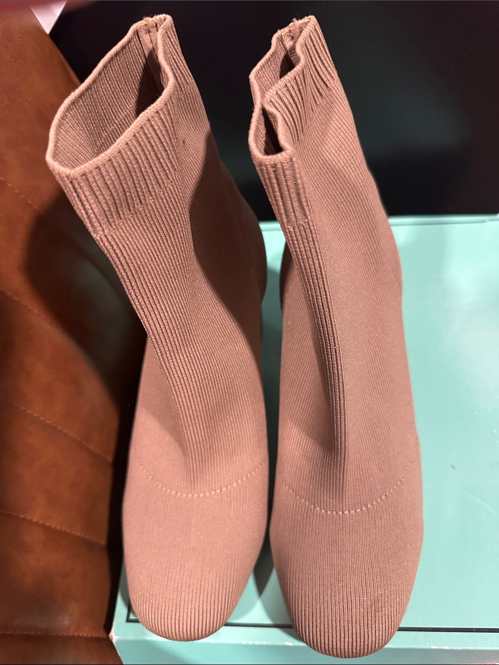 Women's Pink Knit Sock Booties - Stretch Ankle Boots